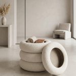 Modern Storage Swivel Pouf with Hidden Storage