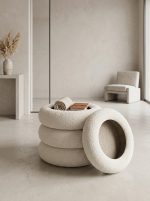 Modern Storage Swivel Pouf with Hidden Storage
